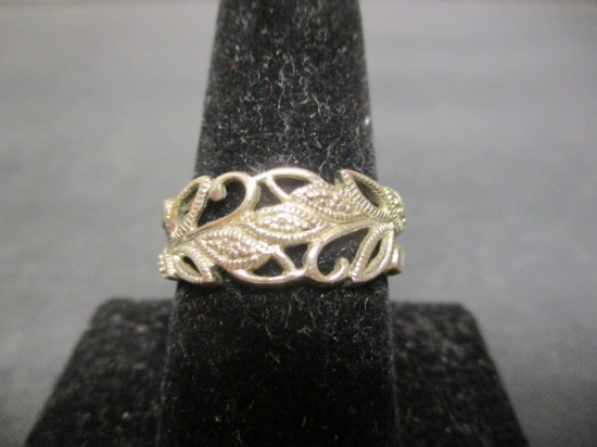 Sterling Silver Leaf Band Ring