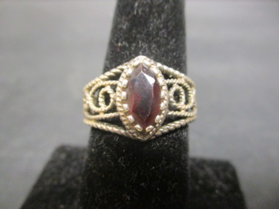 Sterling Silver Ring w/ Red Stone