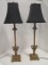 Pair of Candle Stick Buffet Lamps with Black Shades