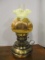 Electric Oil Lamp with Hand Painted Satin Glass Shade
