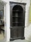 Distressed Black Finish Corner Cabinet with Shell Niche