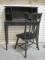 Black Wood Desk with Letter Organizer and Side Chair