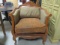 Carved Wood Chair with Faux Leather Backrest