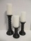 Three Tiered Wood Turned Pillar Candle Holders