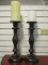 Pair of Pottery Barn Turned Wood Pillar Candle Holders