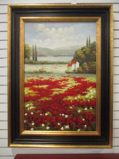 Framed Poppy Field Canvas Designer Artwork