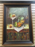 Framed Fruit/Violin Still Life Canvas Designer Artwork