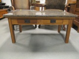 Mid Century Style Wood Coffee Table with Granite Top