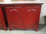 Distressed Red Finish Double Door Cabinet