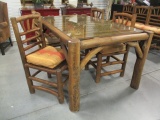 Rustic Log Dining Table and Four Rustic Log Side Chairs