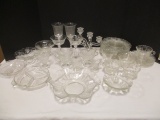 Large Collection of Orchid Pattern Clear Depression Glass
