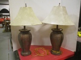 Pr. of Berman Hammered Texture Metal Table Lamps