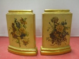 Pr. of Borghese Bookends with Floral Bouquet Design