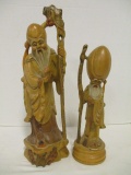 Two Wood Carved Chinese God Statues