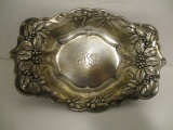 Sterling Silver Tray with Holly Design Rim