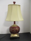 Burgundy and Gold Desk Lamp