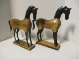Pair of Wood & Metal Horse Statues