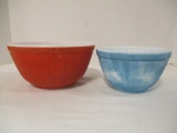 Blue and Red Pyrex Nesting Mixing Bowls