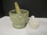 Stone and Pottery Mortar  and Pestle