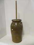 Old 4 Gallon Pottery Churn with Dasher