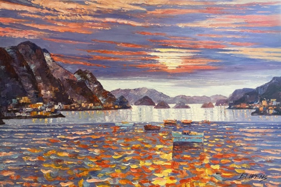 Sunset on the Med Original on Canvas signed by Howard Behrens