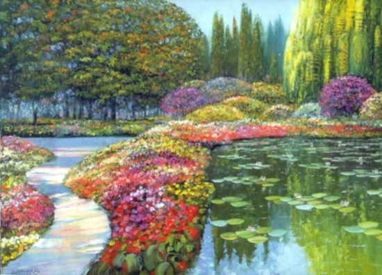 The Colors of Giverny Texturized Giclee on Canvas signed by Howard Behrens