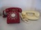 Vintage Red Western Electric Rotary Dial Desk Phone and AT&T Beige