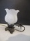 Cast Metal Frog on Leaf Torchiere Night Light