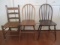 Pair of Bent Wood Spindle Back Chairs and Ladder Back Chair with Woven Seat