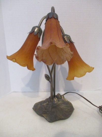 Art Nouveau Style Lily Pad 3 Lite Table Lamp