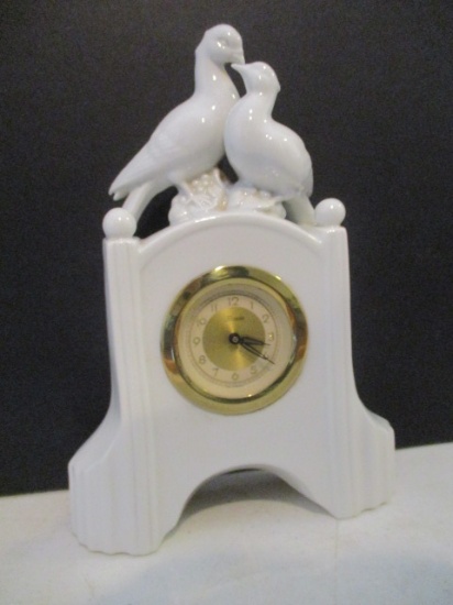 Vintage Gerold & Co. Tettau Bavaria Porcelain Desk Clock with Mercedes Movement