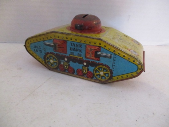 Vintage Metal Toy Tank Bank