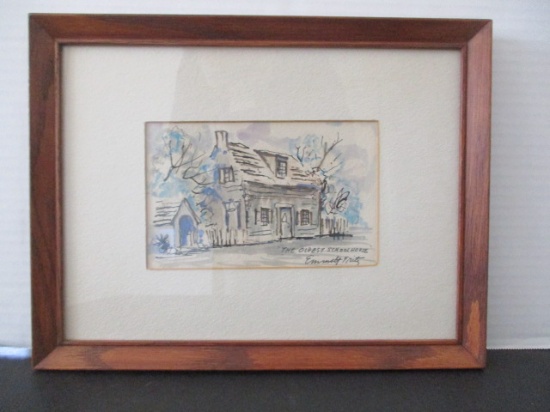 Signed Emmett Fritz "The Oldest Schoolhouse" Original Watercolor