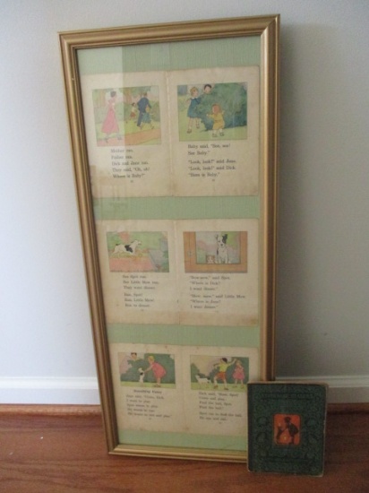 Framed and Mounted Pages from 1930 "Elson Basic Readers Pre-Primer" Reader