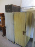 Two Hand Crafted Portable Wood Lockers and Wood Hinge Top Box