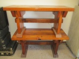 Pair of Hand Crafted Hardwood Benches
