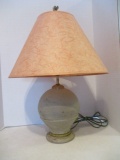 Pottery Ball Jar Vase Lamp with Brass Pineapple Finial