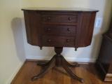 Vintage Martha Washington Pedestal Base Sewing Cabinet with Claw Feet