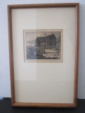 Vintage Walter C. Yeomans Pencil Signed Etching of Harbor Scene