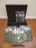 Four New Old Stock Lundtofte Tias Eckhoff 5 Piece Flatware Sets and Wood Flatware Saver