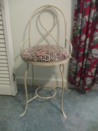 Metal Vanity Chair with Upholstered Seat