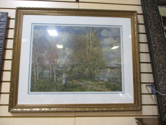 Framed And Matted "Small Meadows In Spring" Print By Alfred Sisley
