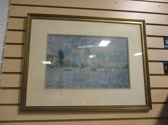 Framed And Matted Monet "The Boats:  Regatta At Argenteuil"