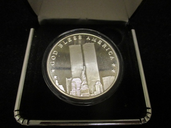 1 ozt. .999 Fine Silver Round- Twin Towers