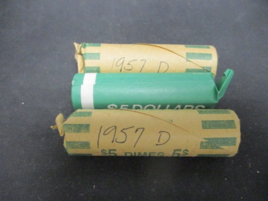 3 Rolls of Dimes-1957D