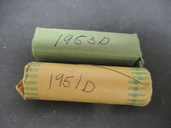 2 Rolls of Dimes- 1951D, 1953D