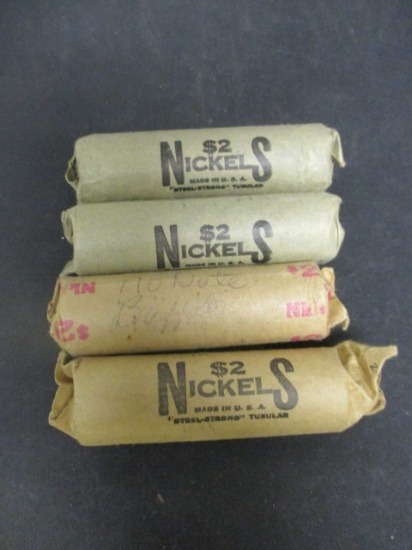 4 Rolls of "No Date" Buffalo Nickels