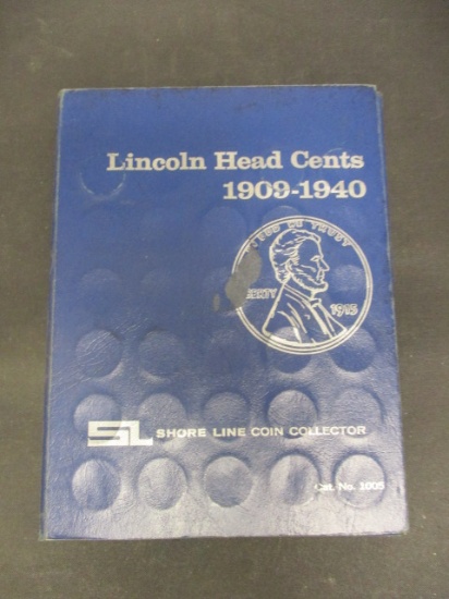 Partial Lincoln Cent Book w/ 73 pennies- 1909-1940