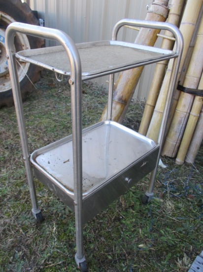 Hospital Equipment & Furniture Stainless Steel Rolling Cart with Drawer
