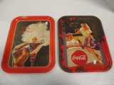 Two Metal Coca-Cola Trays